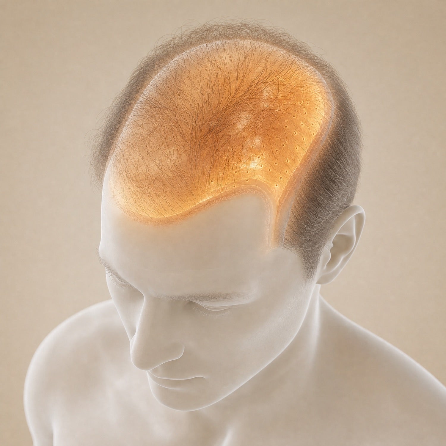 Scalp and hair-root anatomy illustration